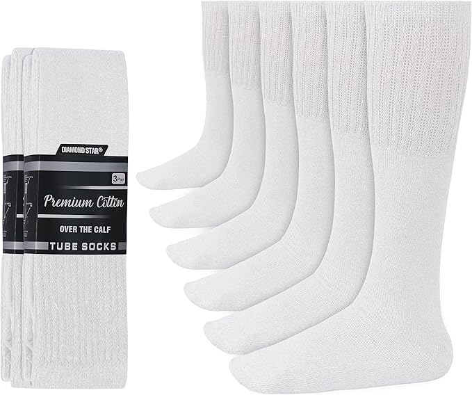 Men's Athletic Tube Socks Running Sports OVER THE CALF Full Cushioned Premium Soft Cotton Big and Tall