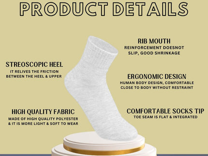 Vinco 12 Pairs Ankle socks,Comfort Fit Lightweight -No Show Sock Low-Cut Athletic Men Women Cotton Socks Size 9-11, 10-13