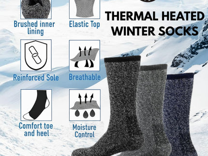 Thermal Heated Winter Socks – Insulated Cold Weather Gear for Men & Women, Thick Cushioned Warmth Socks.