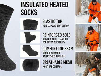 Thermal Heated Winter Socks – Insulated Cold Weather Gear for Men & Women, Thick Cushioned Warmth Socks.