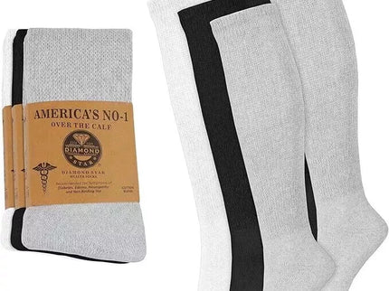 Diabetic Socks Over The Calf - Knee High Premium Cotton Socks For Men's.