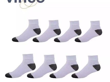 6-12 Pairs Men's Ankle Quarter Crew Sport Socks White 2 Tones Cotton Size 9-11 10-13