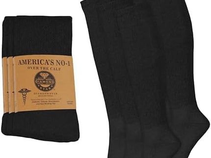 6 Pairs Diabetic Socks Over The Calf - Knee High Premium Cotton Socks Men's Size 10-13 Big & Tall Size 13-16