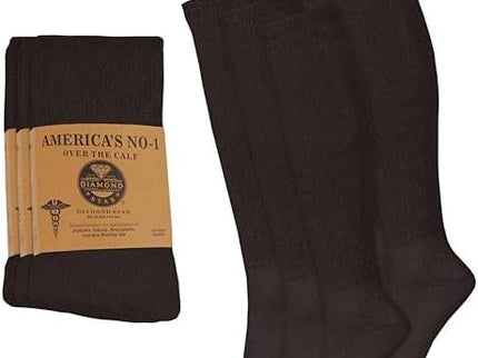 6 Pairs Diabetic Socks Over The Calf - Knee High Premium Cotton Socks Men's Size 10-13 Big & Tall Size 13-16