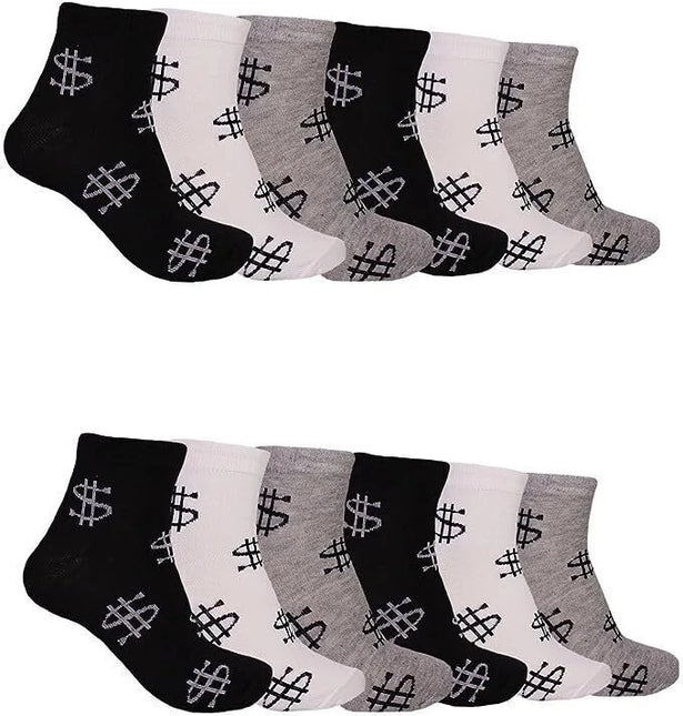 12 Pairs Men's Ankle Quarter Crew Casual Sport Socks Low Cut Socks 9-11 ,10-13