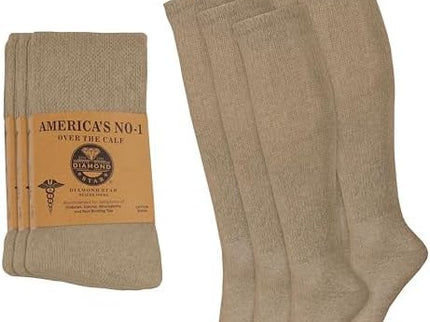 6 Pairs Diabetic Socks Over The Calf - Knee High Premium Cotton Socks Men's Size 10-13 Big & Tall Size 13-16