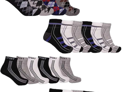 12 Pairs Men's Ankle Quarter Crew Casual Sport Socks Low Cut Socks 9-11 ,10-13
