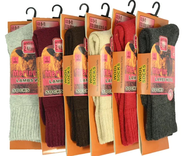 6 Pairs Men Merino Lambs Wool Socks Winter Heavy Duty Thermal