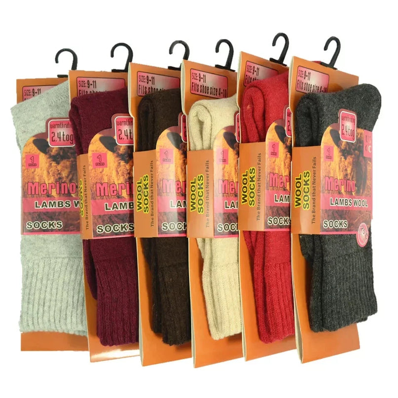 6 Pairs Men Merino Lambs Wool Socks Winter Heavy Duty Thermal Boots Size 9-11 10-13