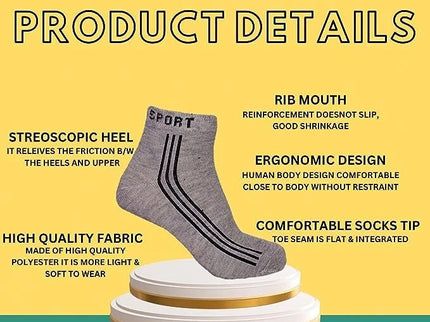 12 Pairs Men's Ankle Quarter Crew Casual Sport Socks Low Cut Socks 9-11 ,10-13