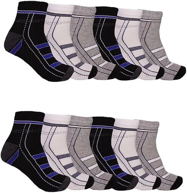 12 Pairs Men's Ankle Quarter Crew Casual Sport Socks Low Cut Socks 9-11 ,10-13