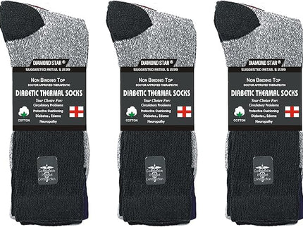 Diabetic Socks For Men and Women Loose Fit Non-Binding Thermal Diabetic Crew Cotton Socks Keep Foot Warm.