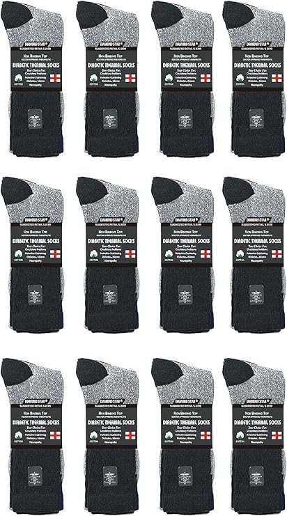Diabetic Socks For Men and Women Loose Fit Non-Binding Thermal Diabetic Crew Cotton Socks Keep Foot Warm.
