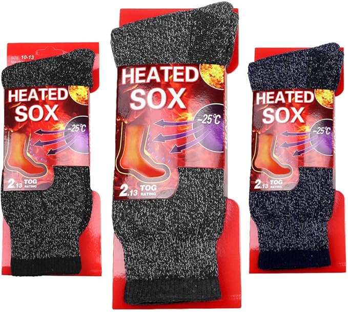 Diamond Star 3-Pack Men's Winter Thermal Socks Heated Sox Ultra Warm Best for Out Door Activities Size 10-13