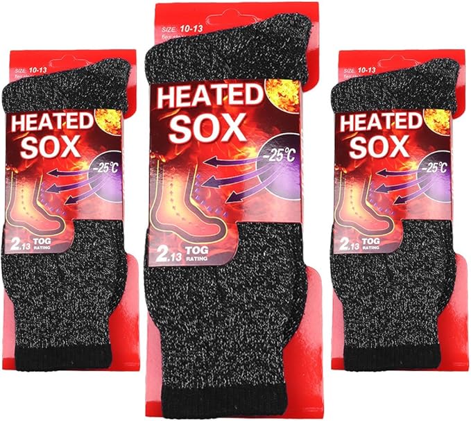 Diamond Star 3-Pack Men's Winter Thermal Socks Heated Sox Ultra Warm Best for Out Door Activities Size 10-13