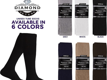 Men's 6 pairs Pack Athletic Tube Socks Running Sports OVER THE CALF Full Cushioned Premium Soft Cotton Big and Tall