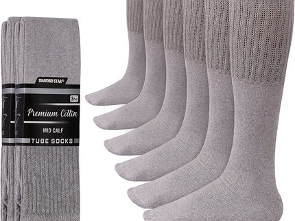 Men's 6 pairs Pack Athletic Tube Socks Running Sports OVER THE CALF Full Cushioned Premium Soft Cotton Big and Tall