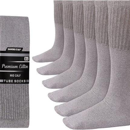 Men's 6 pairs Pack Athletic Tube Socks Running Sports OVER THE CALF Full Cushioned Premium Soft Cotton Big and Tall