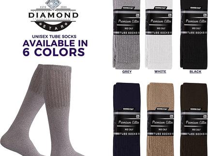 Men's 6 pairs Pack Athletic Tube Socks Running Sports OVER THE CALF Full Cushioned Premium Soft Cotton Big and Tall