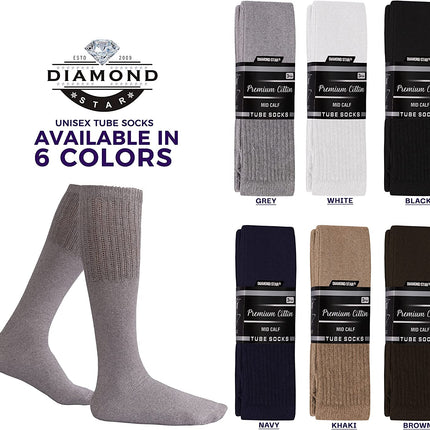 Men's 6 pairs Pack Athletic Tube Socks Running Sports OVER THE CALF Full Cushioned Premium Soft Cotton Big and Tall