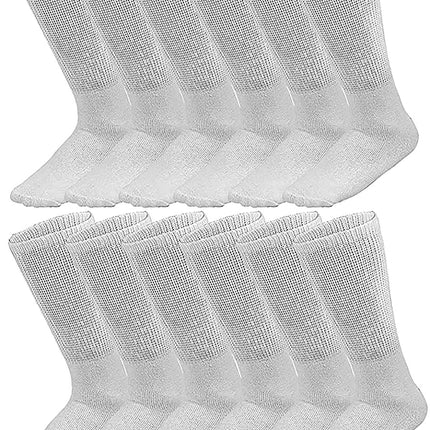 Diabetic Socks, Non-Binding Circulatory Cushion Cotton Crew Socks for Men Big & Tall Extra Wide Top Size 13-15