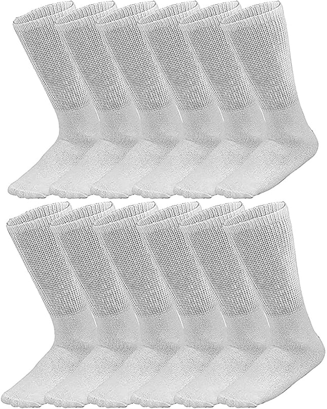 Diabetic Socks, Non-Binding Circulatory Cushion Cotton Crew Socks for Men Big & Tall Extra Wide Top Size 13-15