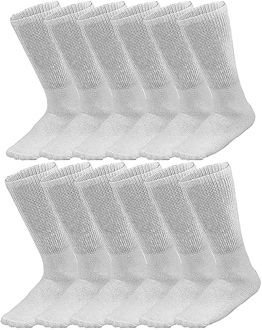 Diabetic Socks, Non-Binding Circulatory Cushion Cotton Crew Socks for Men Big & Tall Extra Wide Top Size 13-15