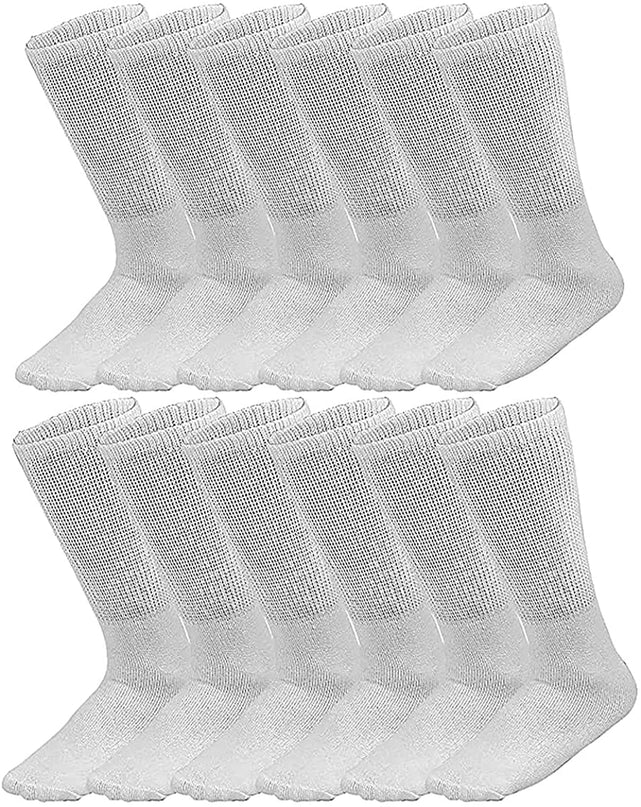 Diamond Star 12 Pack Diabetic Socks, Non-Binding Extra Wide Doctor Approved Cotton Socks for Men’s Women’s Big & Tall Size 13-15