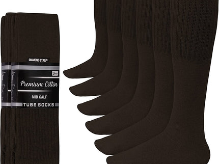 Men's 6 pairs Pack Athletic Tube Socks Running Sports OVER THE CALF Full Cushioned Premium Soft Cotton Big and Tall