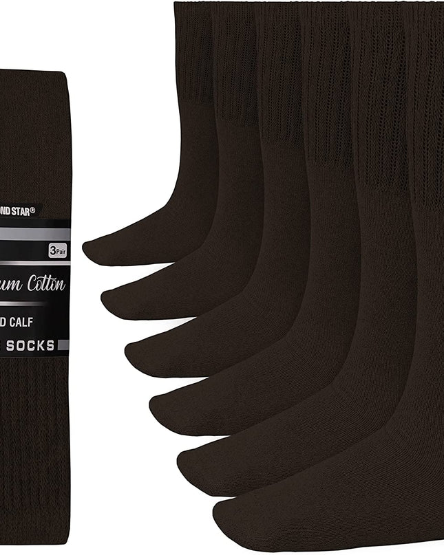 Men's 6 pairs Pack Athletic Tube Socks Running Sports OVER THE CALF Full Cushioned Premium Soft Cotton Big and Tall