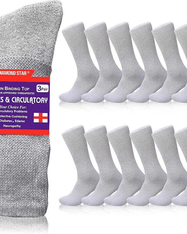 Diabetic Socks, Non-Binding Circulatory Cushion Cotton Crew Diabetic Socks for Men Big & Tall Extra Wide Top