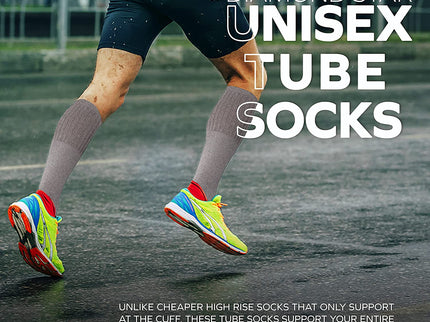 Men's 6 pairs Pack Athletic Tube Socks Running Sports OVER THE CALF Full Cushioned Premium Soft Cotton Big and Tall
