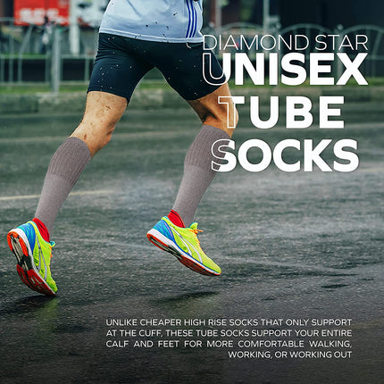Men's 6 pairs Pack Athletic Tube Socks Running Sports OVER THE CALF Full Cushioned Premium Soft Cotton Big and Tall