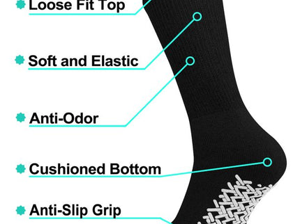 12 Pairs pack Men's & Women's Diabetic Loos Top Therapeutic Anti Slip Non Skid Gripper Soft Cotton Full Cushioned Crew Socks