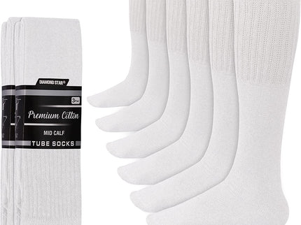 Men's 6 pairs Pack Athletic Tube Socks Running Sports OVER THE CALF Full Cushioned Premium Soft Cotton Big and Tall
