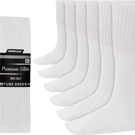 Men's 6 pairs Pack Athletic Tube Socks Running Sports OVER THE CALF Full Cushioned Premium Soft Cotton Big and Tall