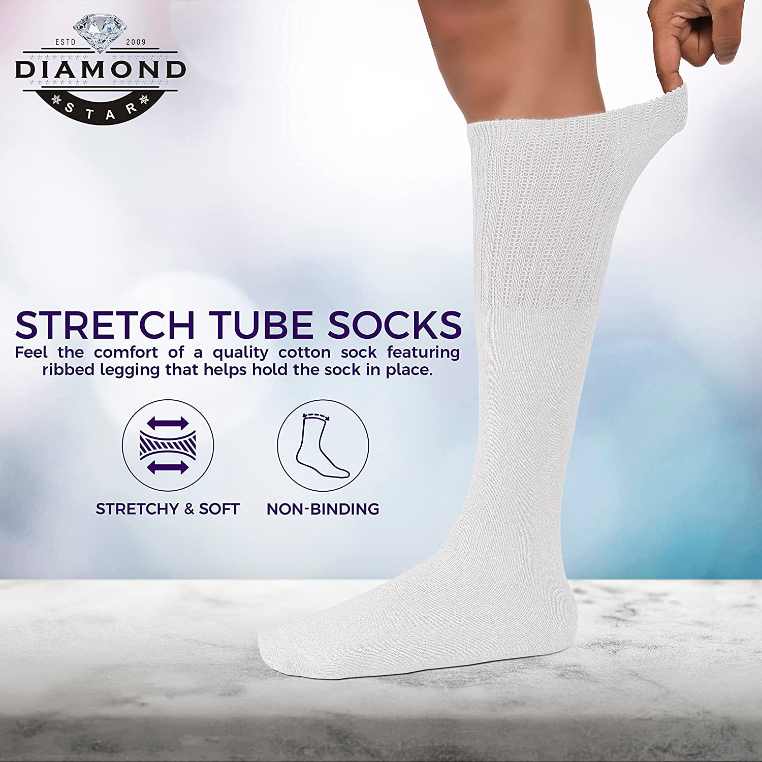 Men's 6 pairs Pack Athletic Tube Socks Running Sports OVER THE CALF Full Cushioned Premium Soft Cotton Big and Tall