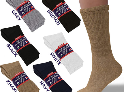 Diamond Star Diabetic Socks, Non-Binding Circulatory Cushion Cotton Crew Diabetic Socks for Men Women