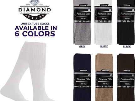 Men's 6 pairs Pack Athletic Tube Socks Running Sports OVER THE CALF Full Cushioned Premium Soft Cotton Big and Tall