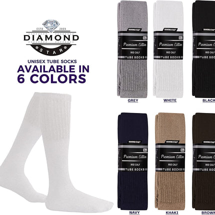 Men's 6 pairs Pack Athletic Tube Socks Running Sports OVER THE CALF Full Cushioned Premium Soft Cotton Big and Tall