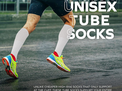 Men's 6 pairs Pack Athletic Tube Socks Running Sports OVER THE CALF Full Cushioned Premium Soft Cotton Big and Tall