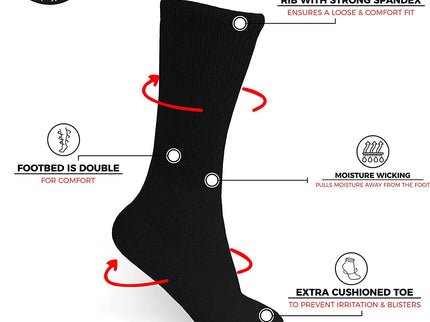 Diamond Star Diabetic Socks, Non-Binding Circulatory Cushion Cotton Crew Diabetic Socks for Men Women