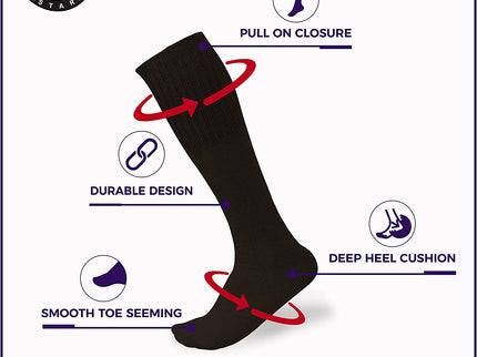 Men's 6 pairs Pack Athletic Tube Socks Running Sports OVER THE CALF Full Cushioned Premium Soft Cotton Big and Tall