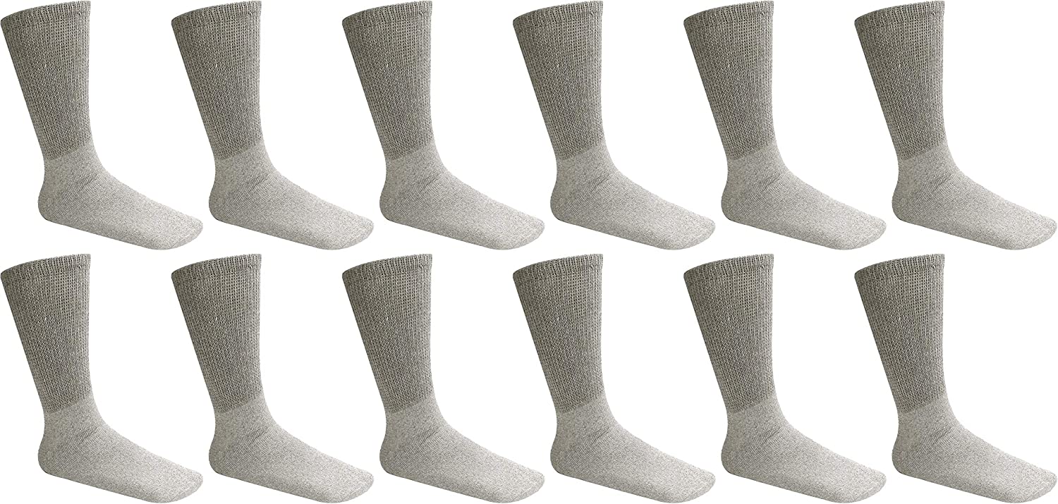 Diabetic Socks, Non-Binding Circulatory Cushion Cotton Crew Diabetic Socks for Men Big & Tall Extra Wide Top