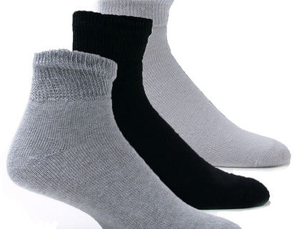 12 PAIRS PACK DIABETIC SOCKS FOR MEN WOMEN NON-BINDING DOCTOR APPROVED ANKLE SOCKS WHITE , BLACK , GREY COLORS
