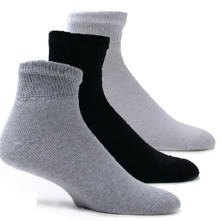 12 PAIRS PACK DIABETIC SOCKS FOR MEN WOMEN NON-BINDING DOCTOR APPROVED ANKLE SOCKS WHITE , BLACK , GREY COLORS