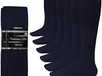 Men's 6 pairs Pack Athletic Tube Socks Running Sports OVER THE CALF Full Cushioned Premium Soft Cotton Big and Tall