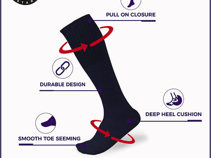 Men's 6 pairs Pack Athletic Tube Socks Running Sports OVER THE CALF Full Cushioned Premium Soft Cotton Big and Tall