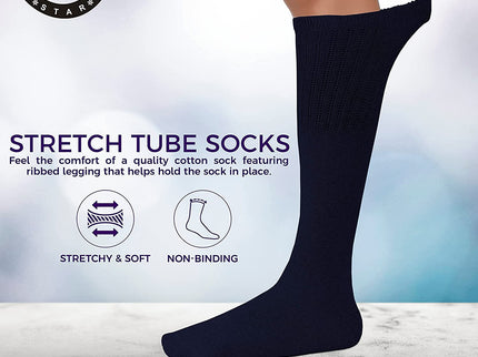Men's 6 pairs Pack Athletic Tube Socks Running Sports OVER THE CALF Full Cushioned Premium Soft Cotton Big and Tall