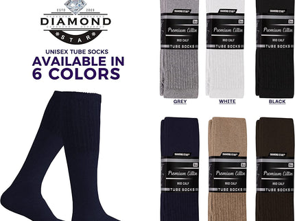 Men's 6 pairs Pack Athletic Tube Socks Running Sports OVER THE CALF Full Cushioned Premium Soft Cotton Big and Tall